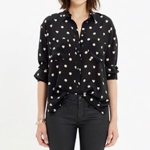 Madewell Silk Spotlight Shirt in Hearts and Dots